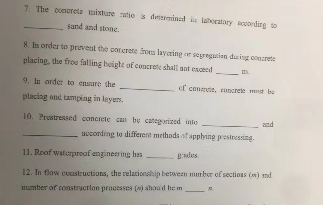 The concrete mixture ratio is determined in