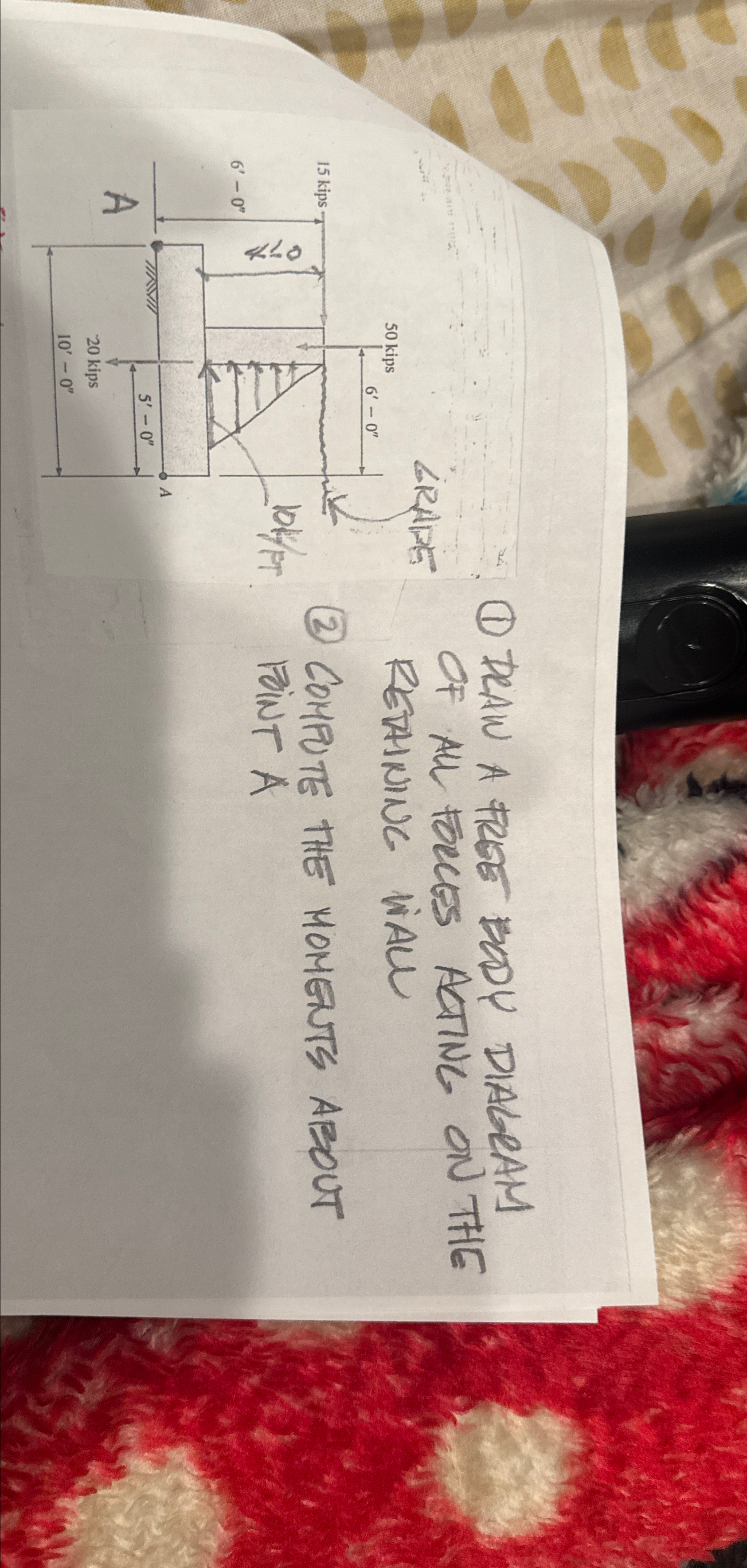 ( 1 ) DRAW A FROE BODY DIAGRAM of all forces