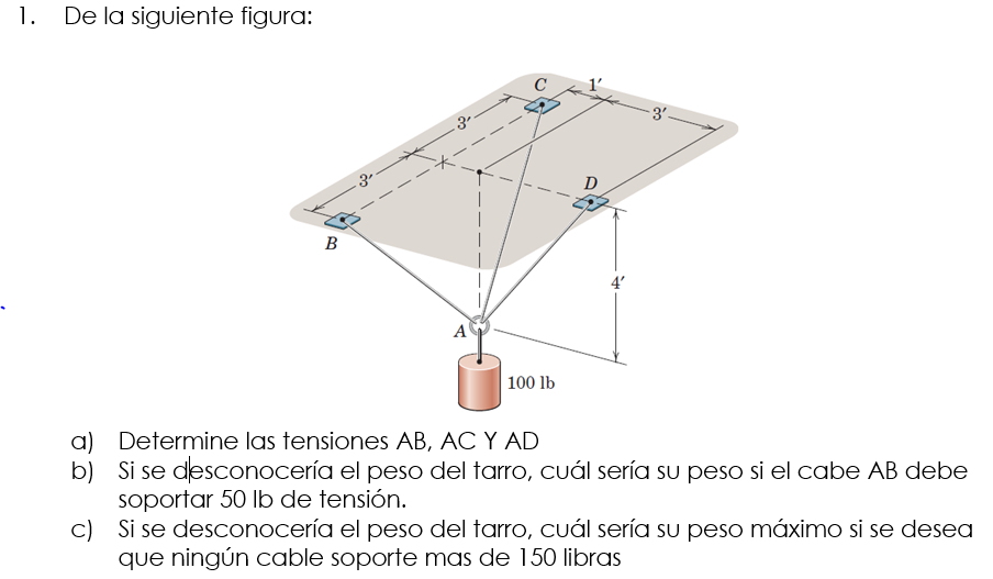 De la siguiente figura: a ) Determine las