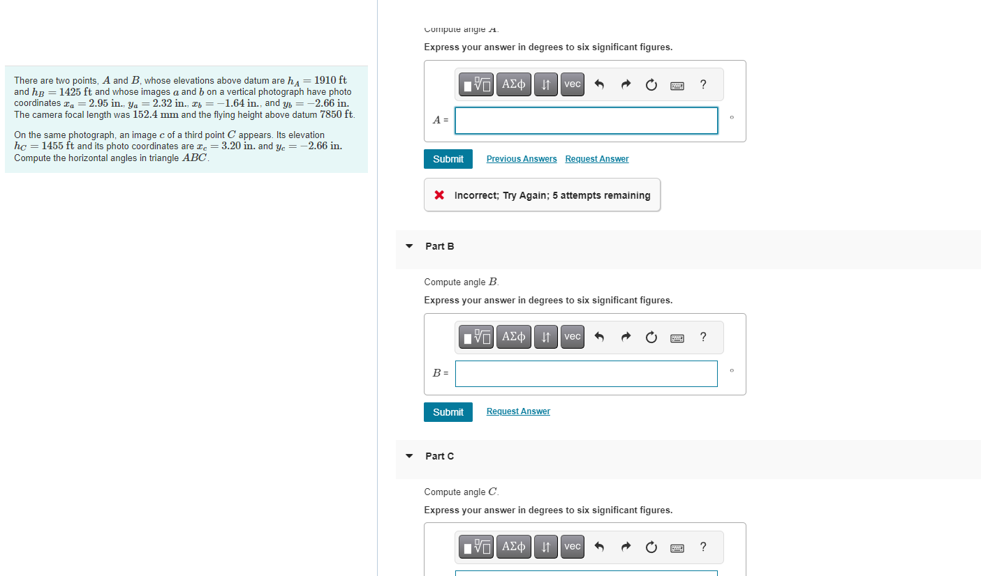 There are two points, A and B , whose elevations