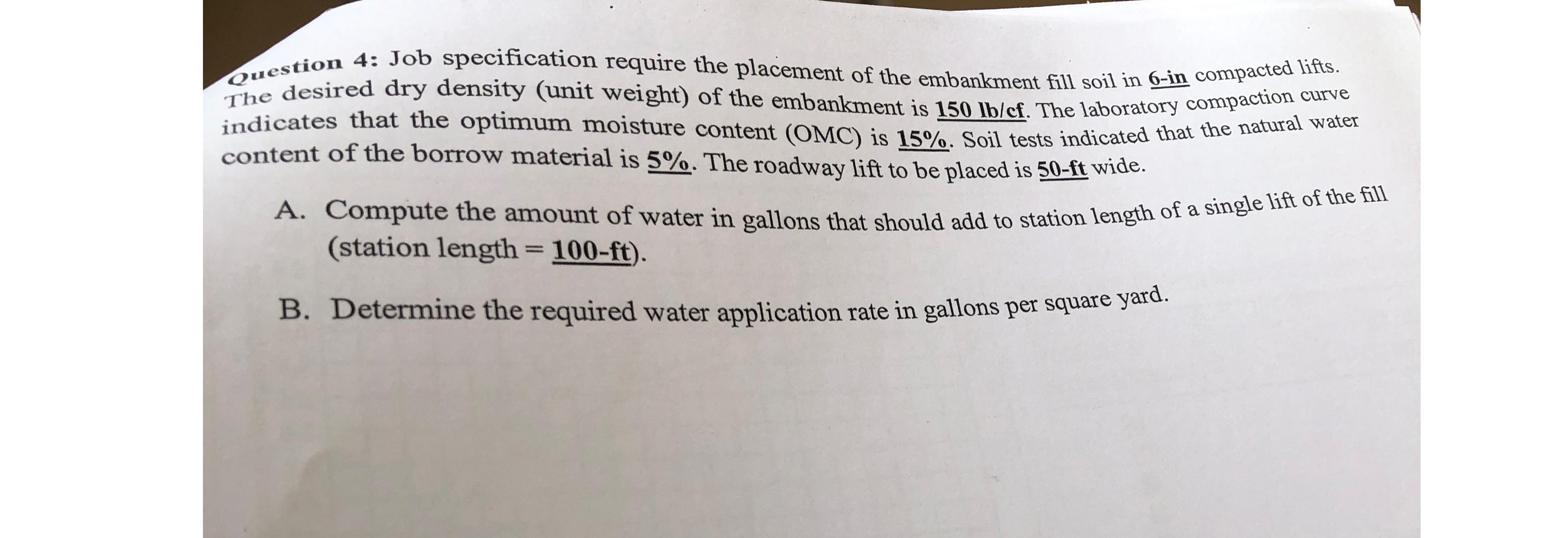 Question 4 : Job specification require the