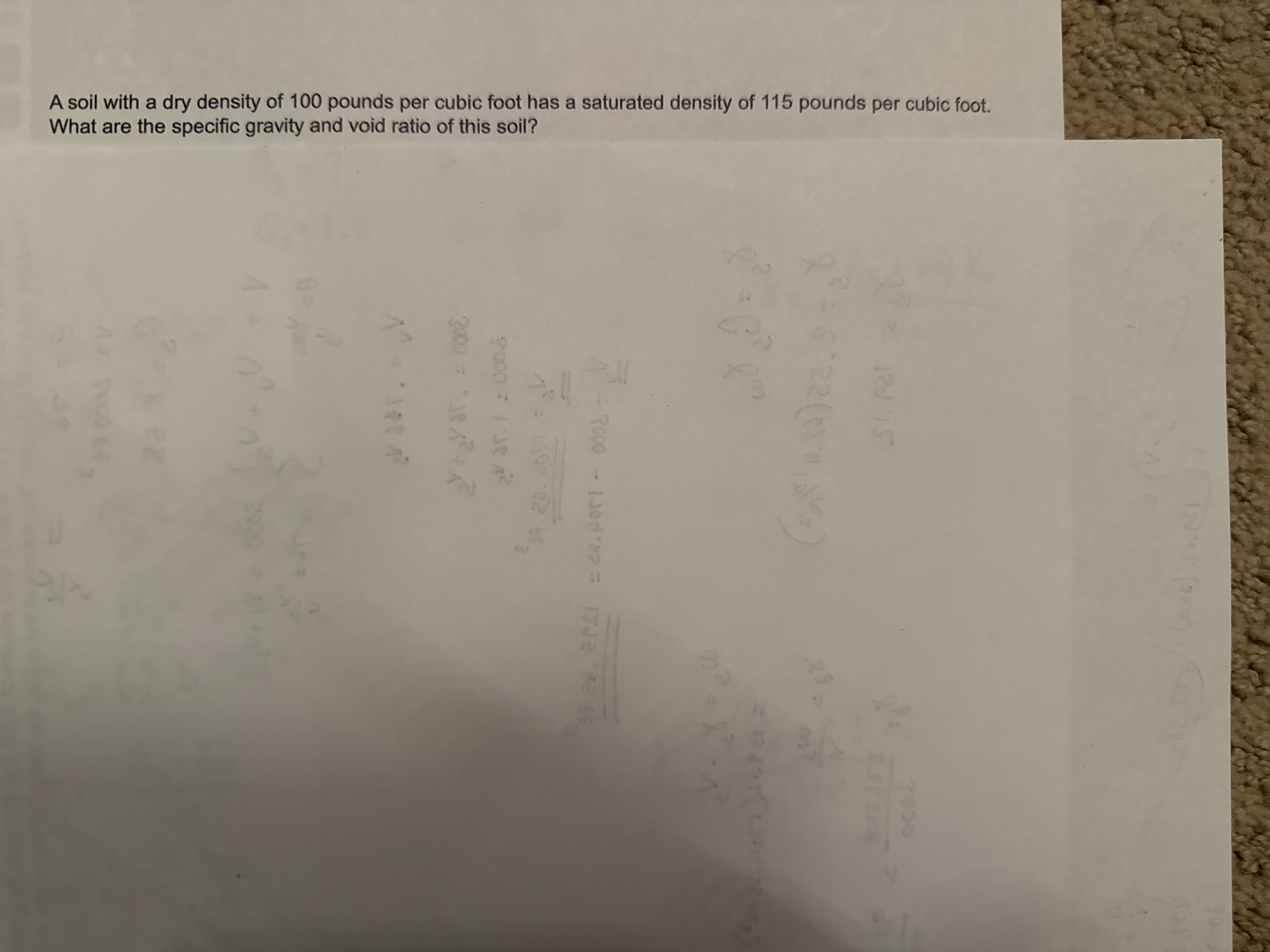 A soil with a dry density of 1 0 0 pounds per