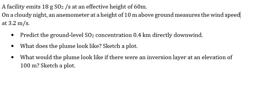 A facility emits 1 8 g S O 2 s at an effective