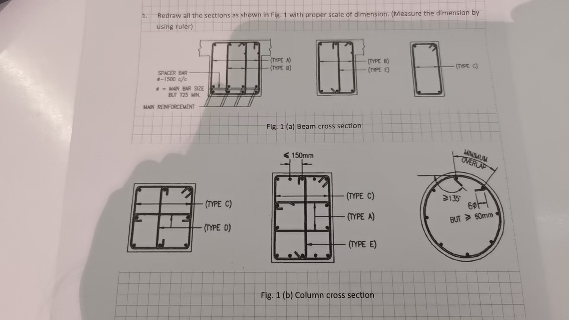 Redraw all the sections as shown in Fig. 1 with