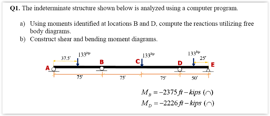 Q 1 . The indeterminate structure shown below is