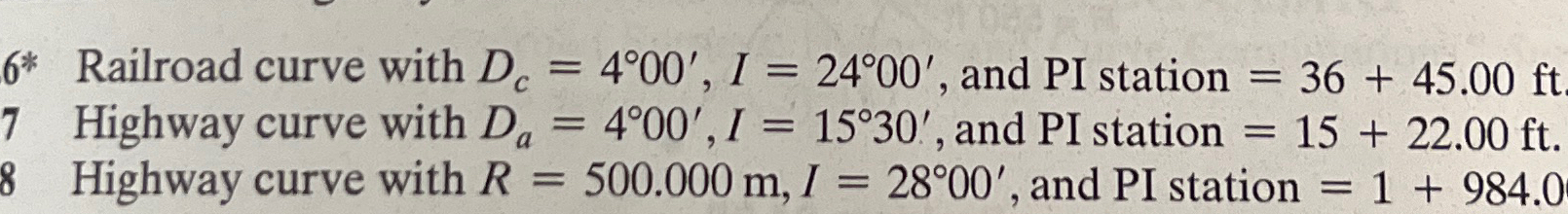 Highway curve with D a = 4 0 0 ' , I = 1 5 3 0 '