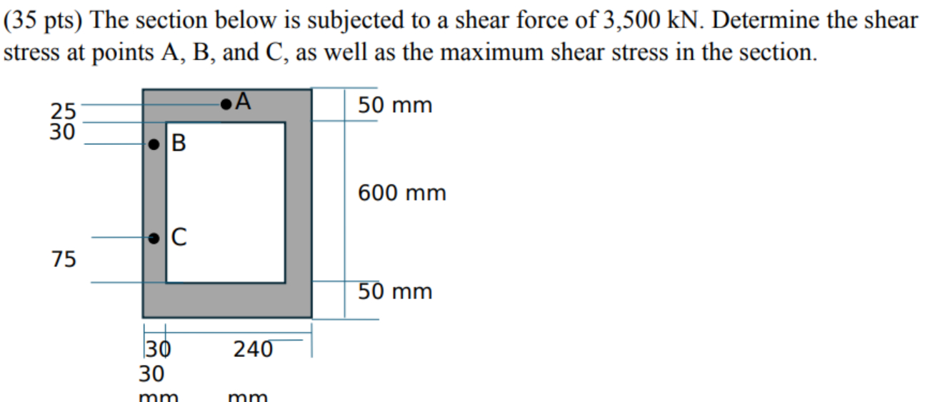( 3 5 pts ) The section below is subjected to a