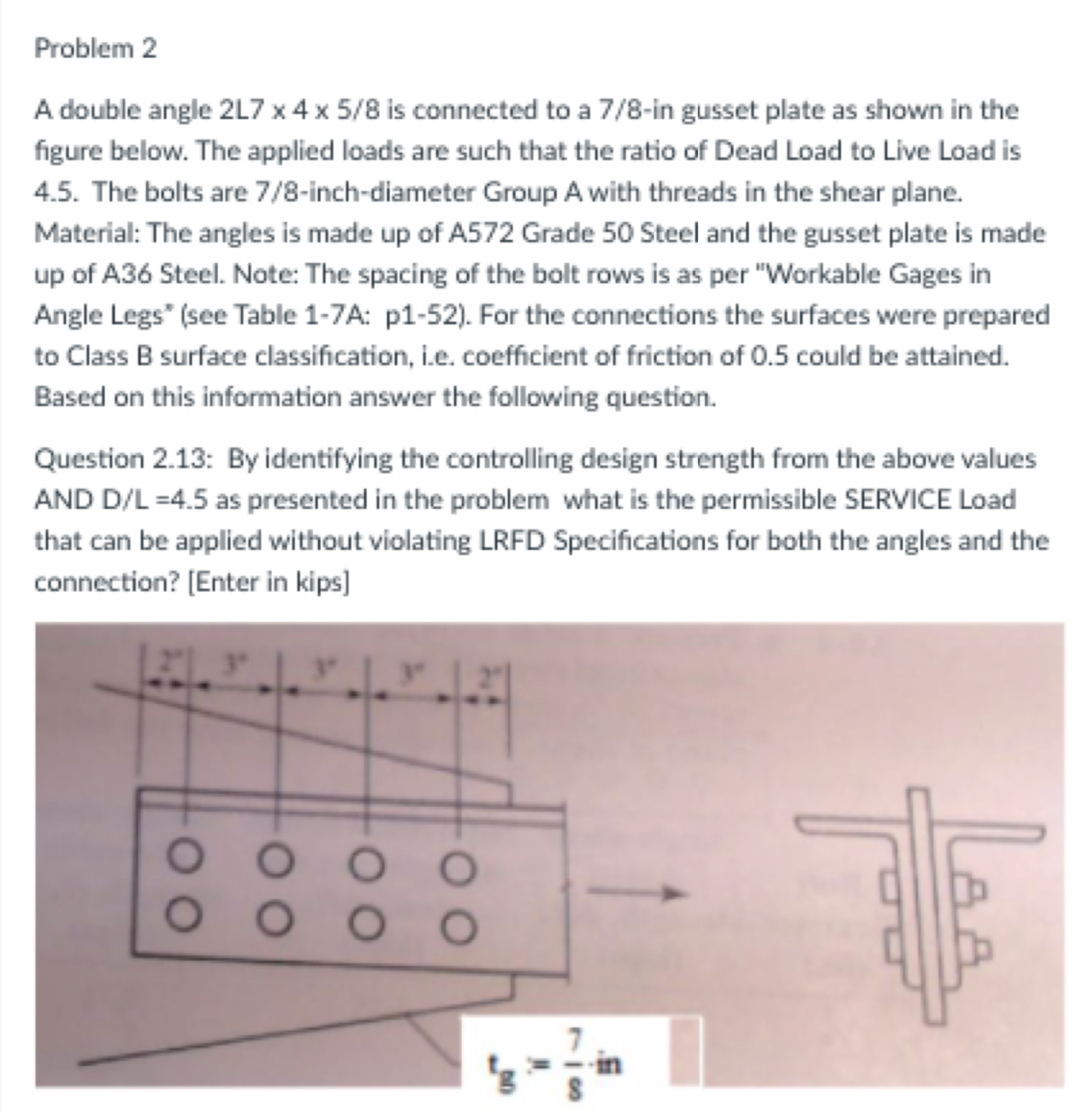 Problem 2 A double angle 2 L 7 4 5 8 is connected