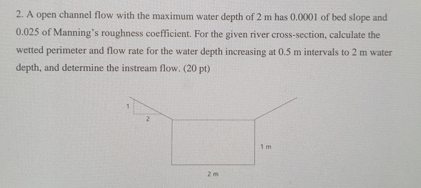 A open channel flow with the maximum water depth