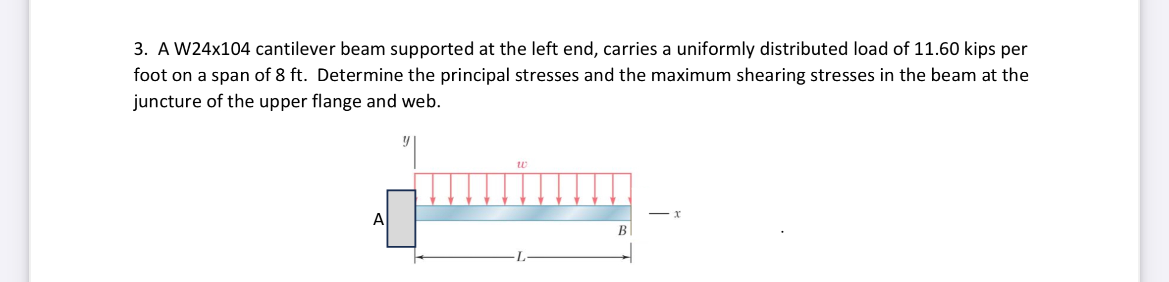 A W 2 4 x 1 0 4 cantilever beam supported at the
