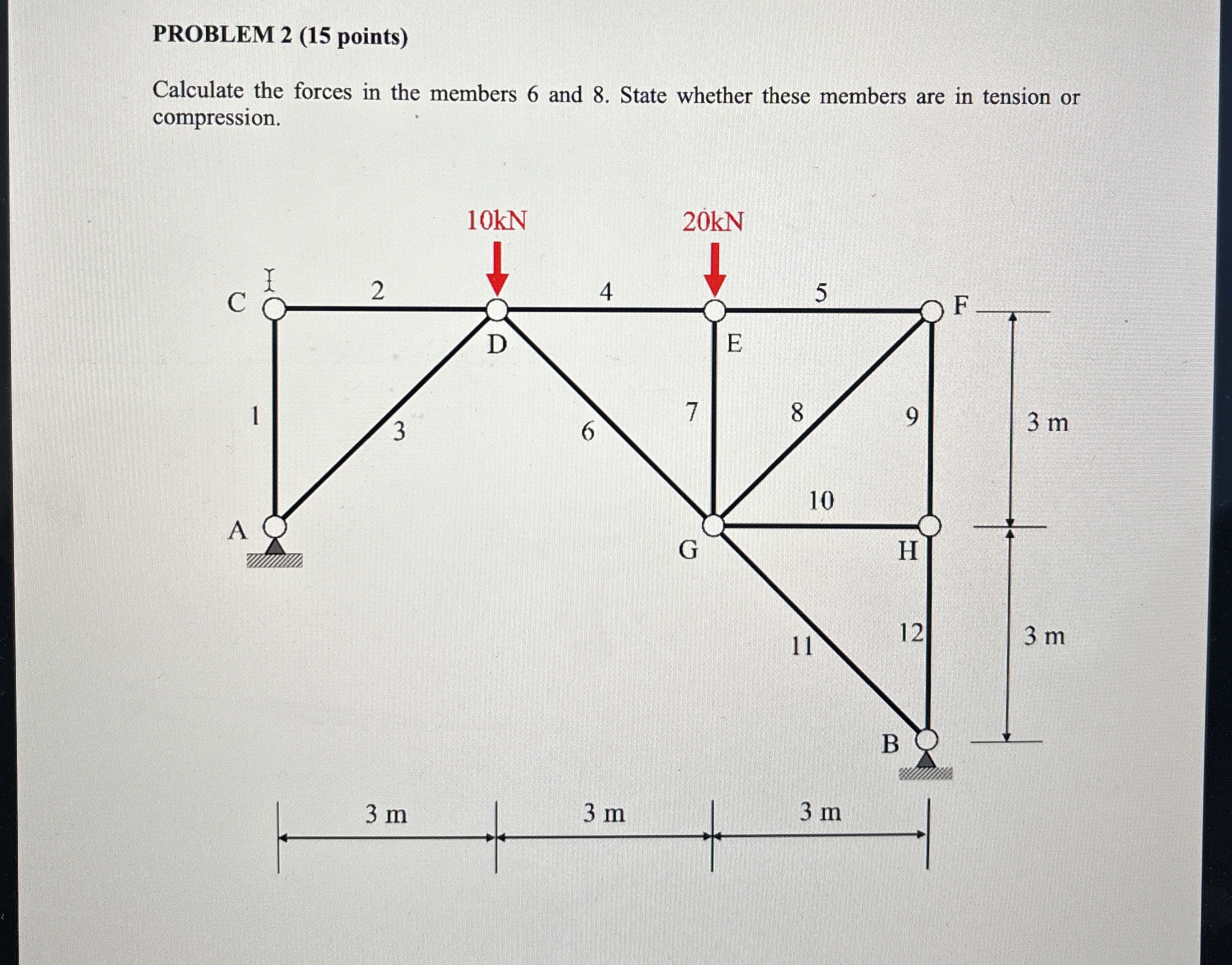 PROBLEM 2 ( 1 5 points ) Calculate the forces in