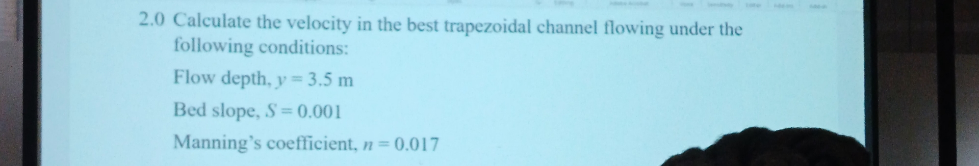2 . 0 Calculate the velocity in the best