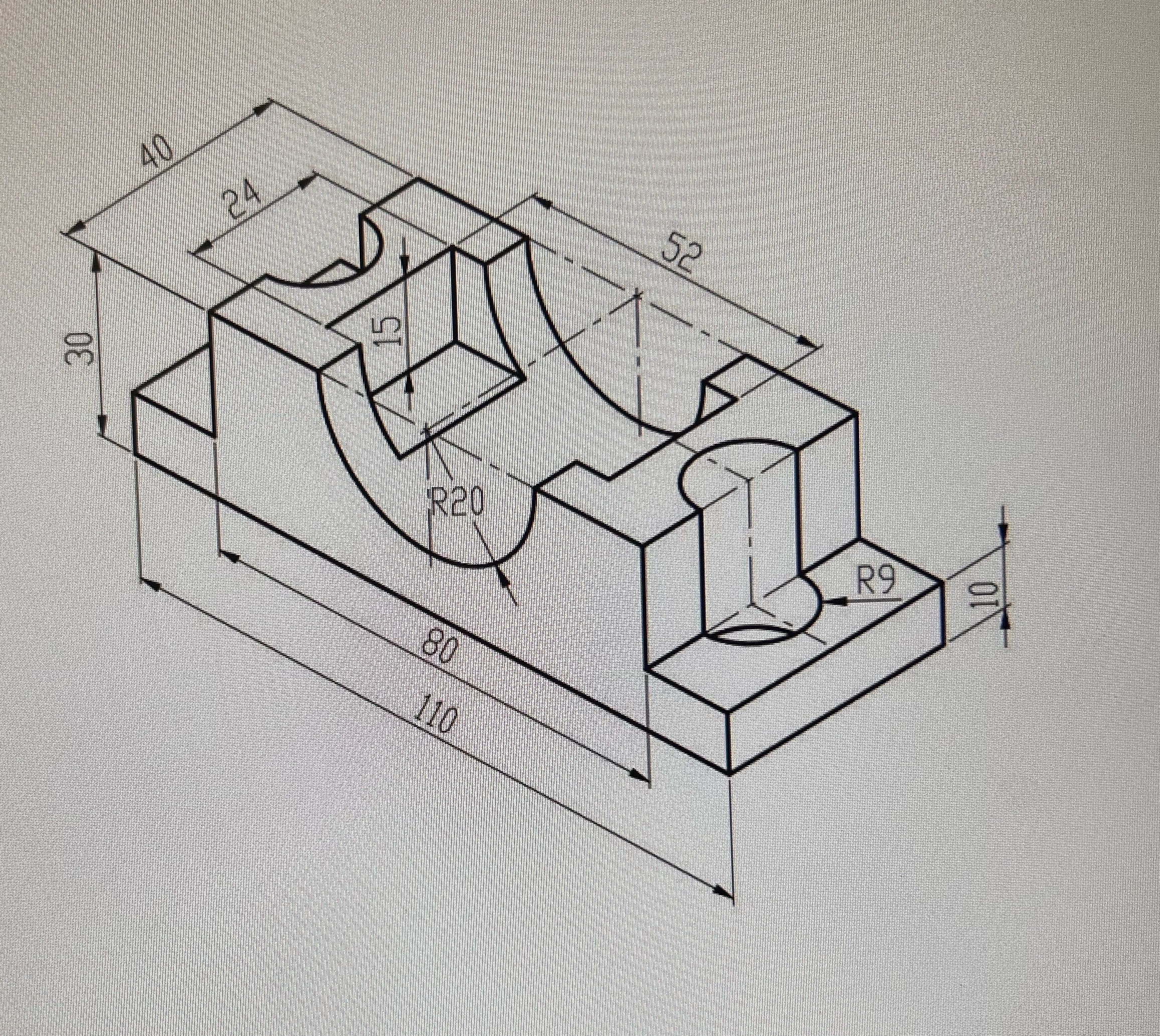 draw 3 orthognal views on autocad, and draw the