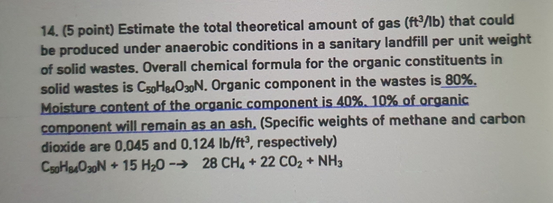 Estimate the total theoretical amount of gas ( f
