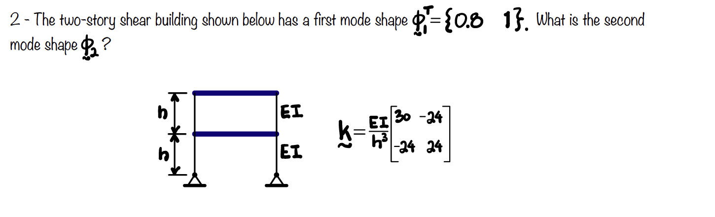 2 - The two - story shear building shown below