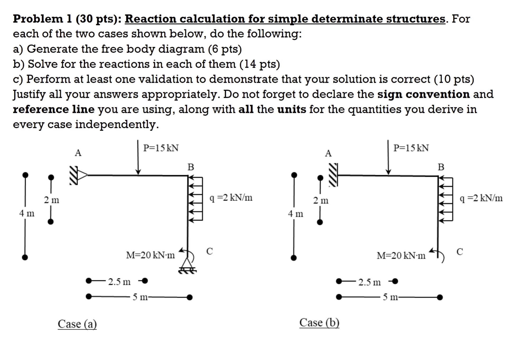 Problem 1 ( 3 0 pts ) : Reaction calculation for