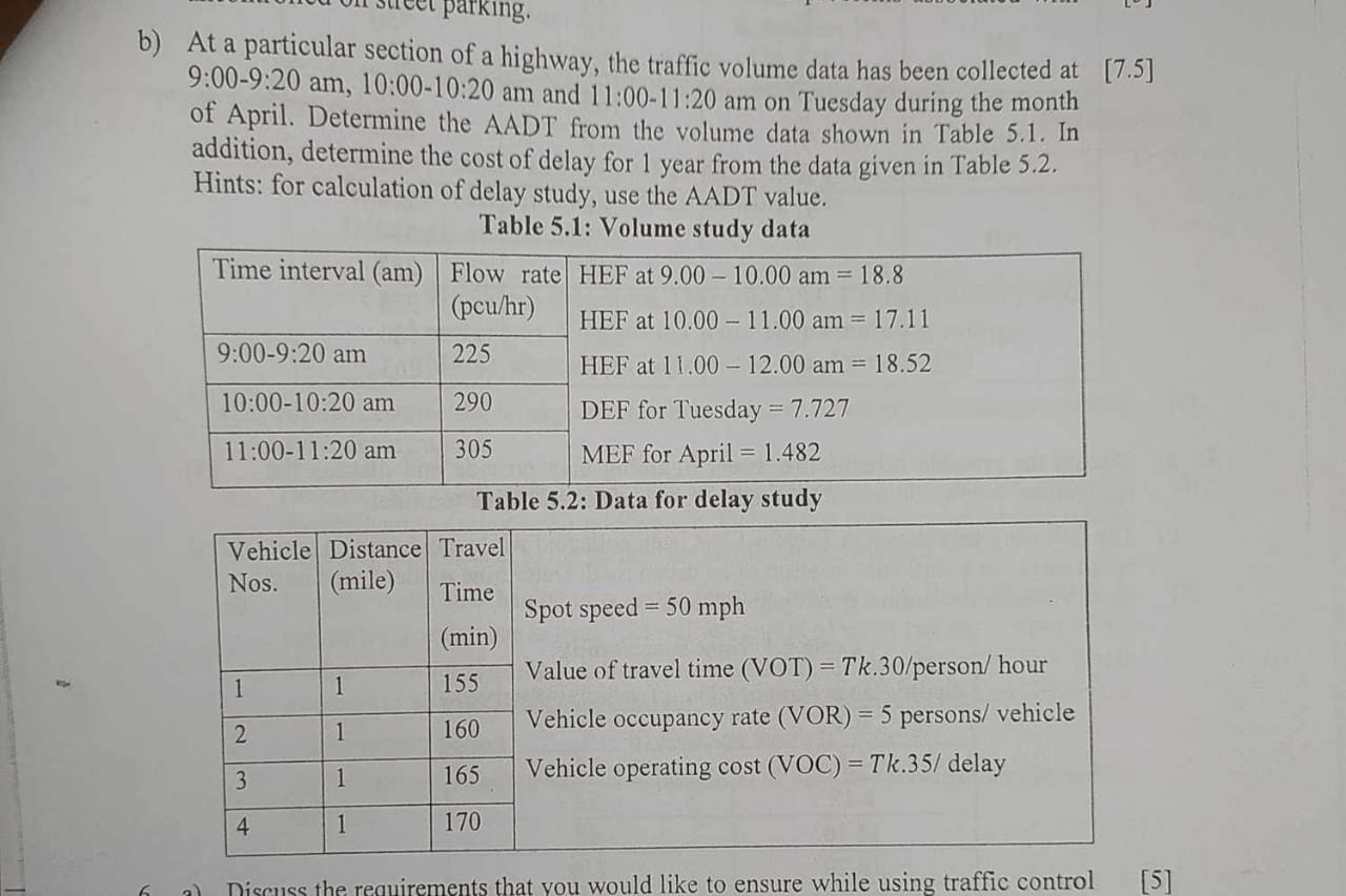 b ) At a particular section of a highway, the