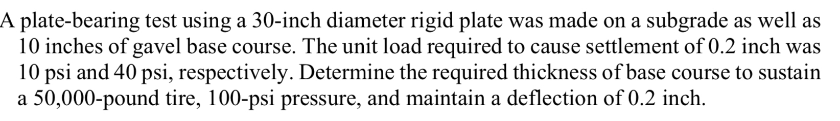 A plate - bearing test using a 3 0 - inch