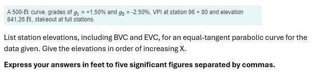 A 5 0 0 - f t curve, grades of g 1 = + 1 . 5 0 %