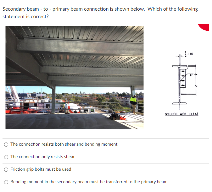 The connection resists both shear and bending