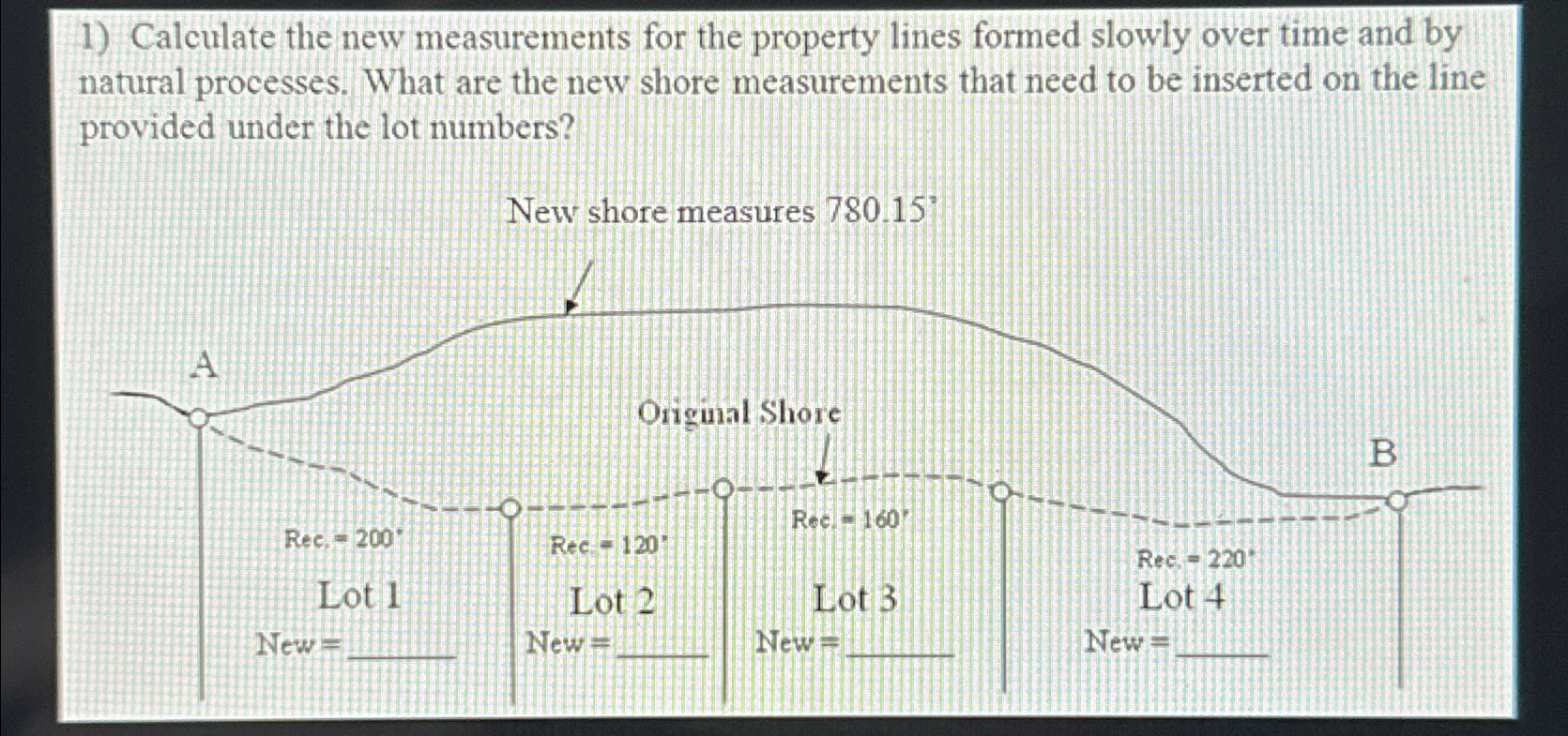 Calculate the new measurements for the property