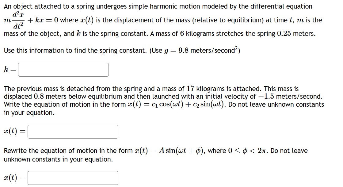 An object attached to a spring undergoes simple