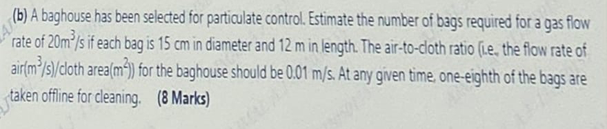 ( b ) A baghouse has been selected for