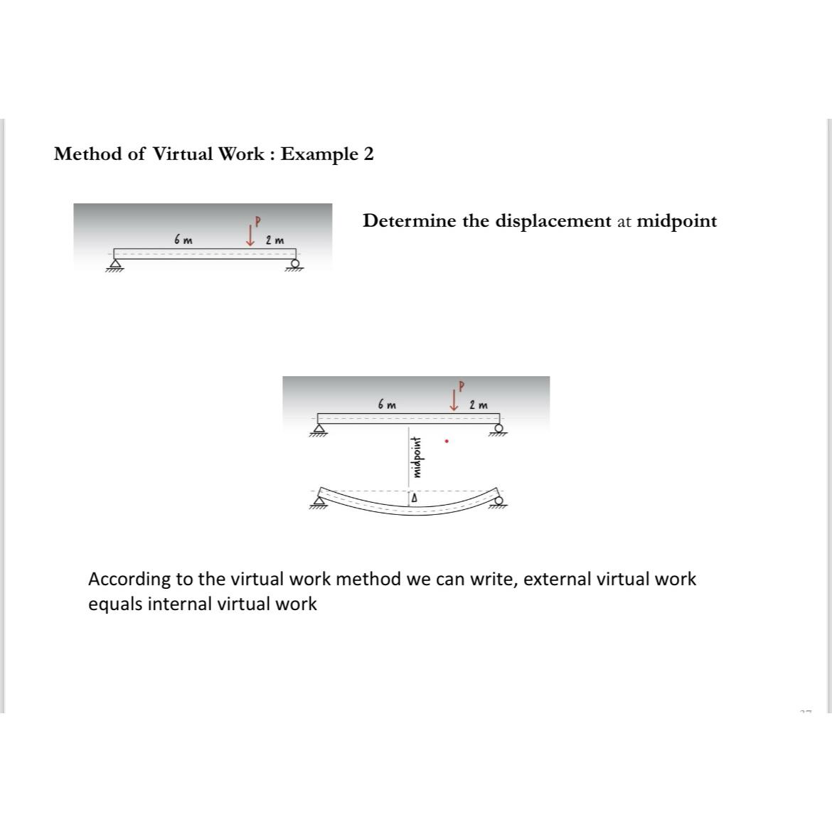 Determine the displacement at midpoint According