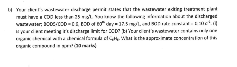 b ) Your client's wastewater discharge permit