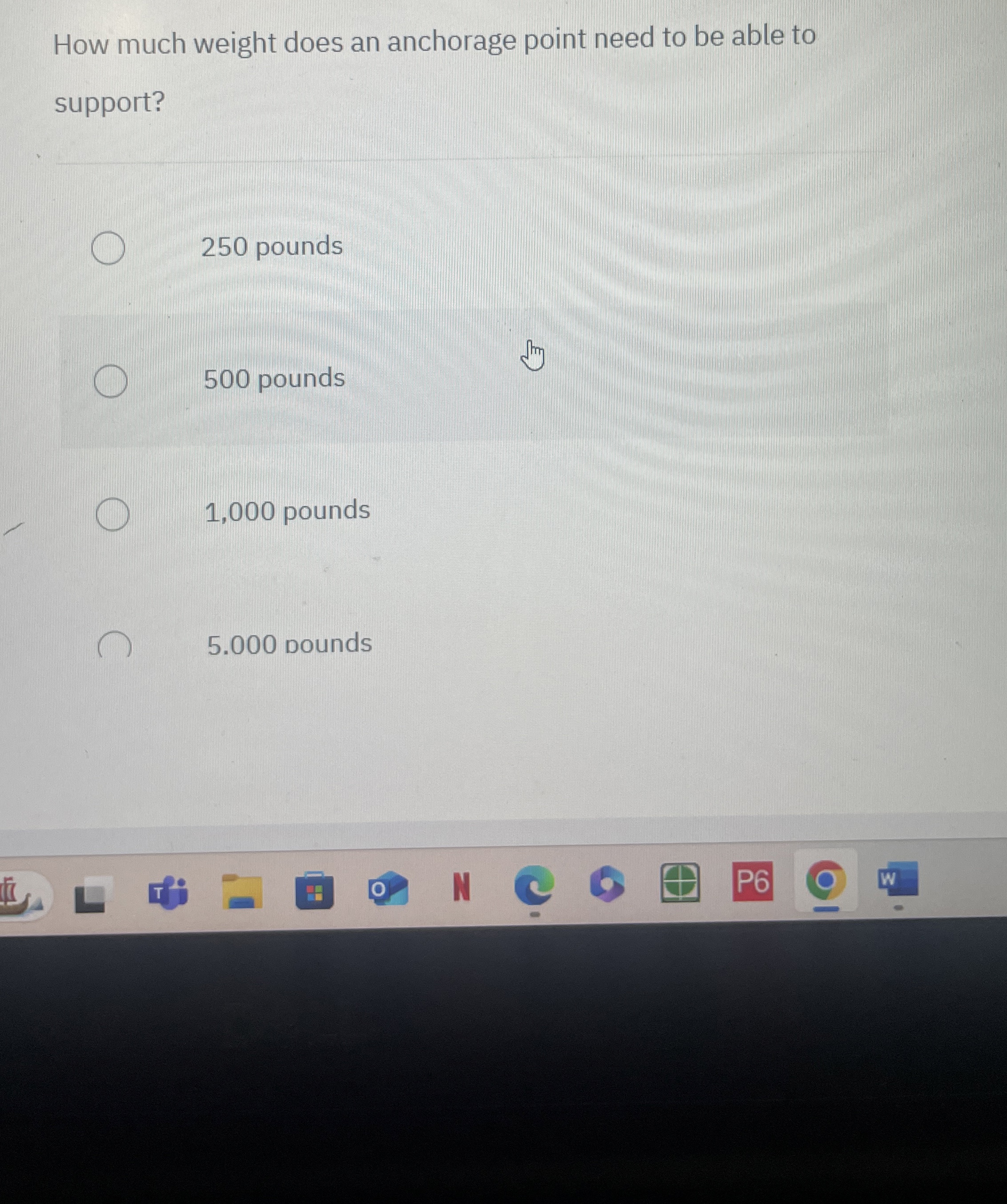 How much weight does an anchorage point need to