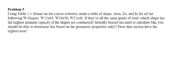 Problem 5 Using Table 1 - 1 ( found on the course