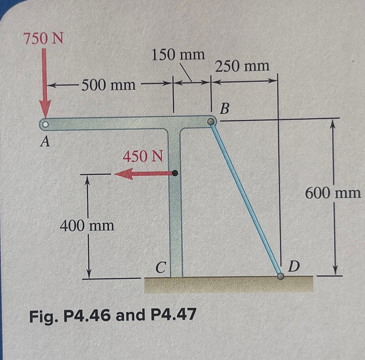 4 . 4 6 Knowing that the tension in wire B D is 1