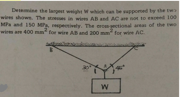 Determine the largest weight W which can be