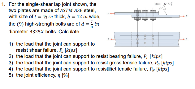 For the single - shear lap joint shown, the two