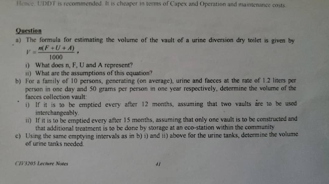 a ) The formula for estimating the volume of the