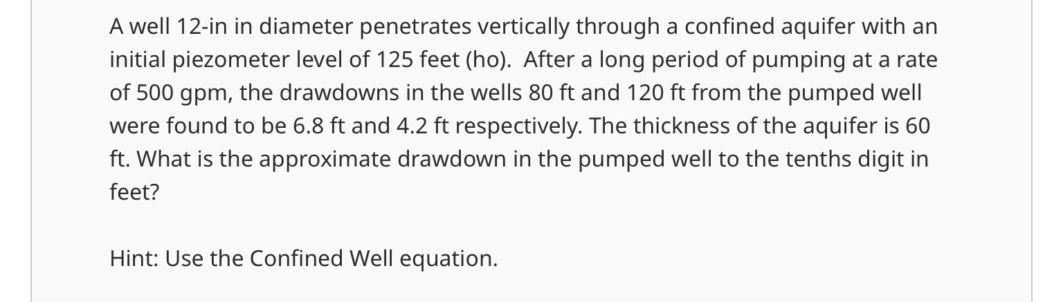 A well 1 2 - in in diameter penetrates vertically