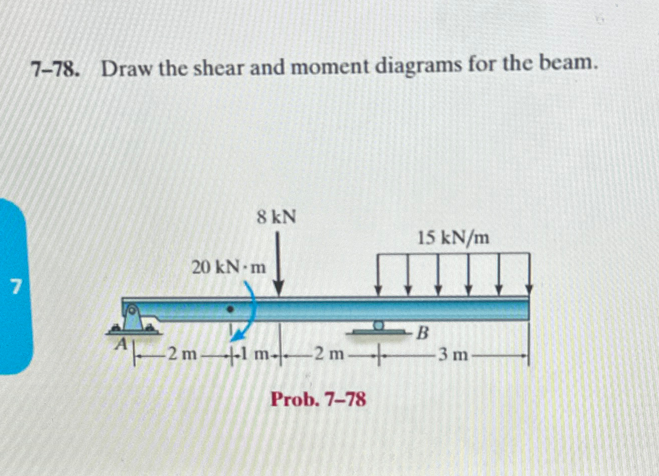 7 - 7 8 . Draw the shear and moment diagrams for