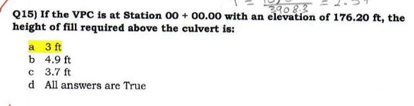 Q 1 5 ) If the VPC is at Station 0 0 + 0 0 . 0 0