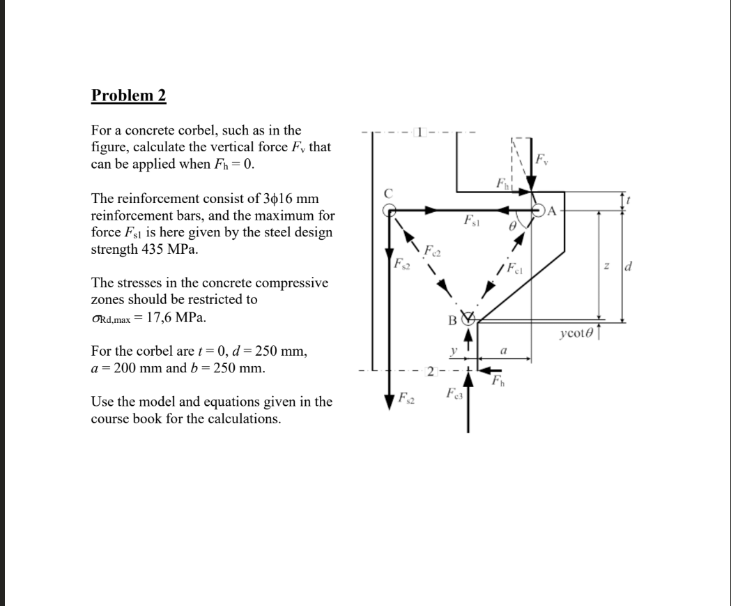 Problem 2 For a concrete corbel, such as in the