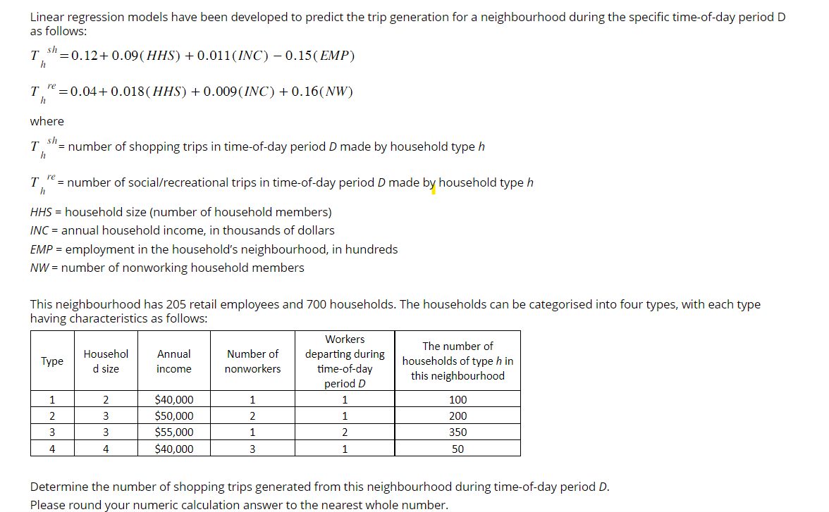 Linear regression models have been developed to