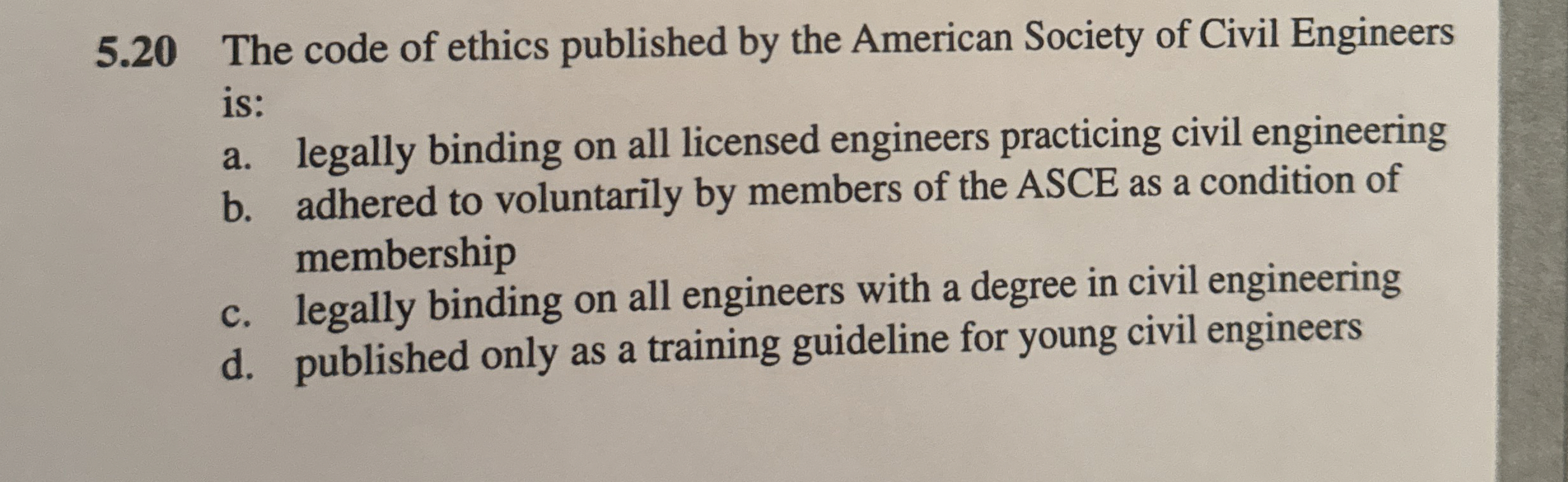 5 . 2 0 The code of ethics published by the