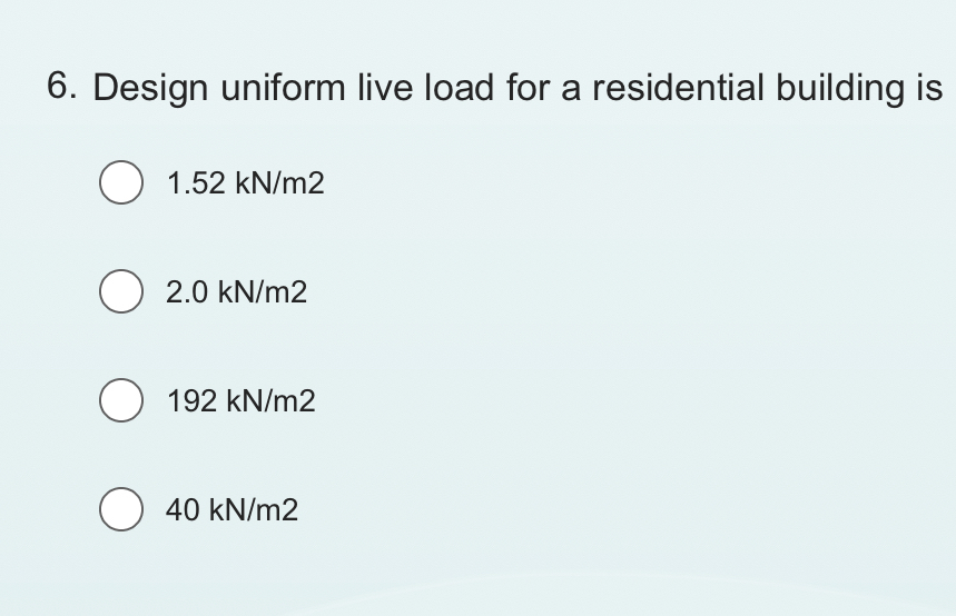 Design uniform live load for a residential
