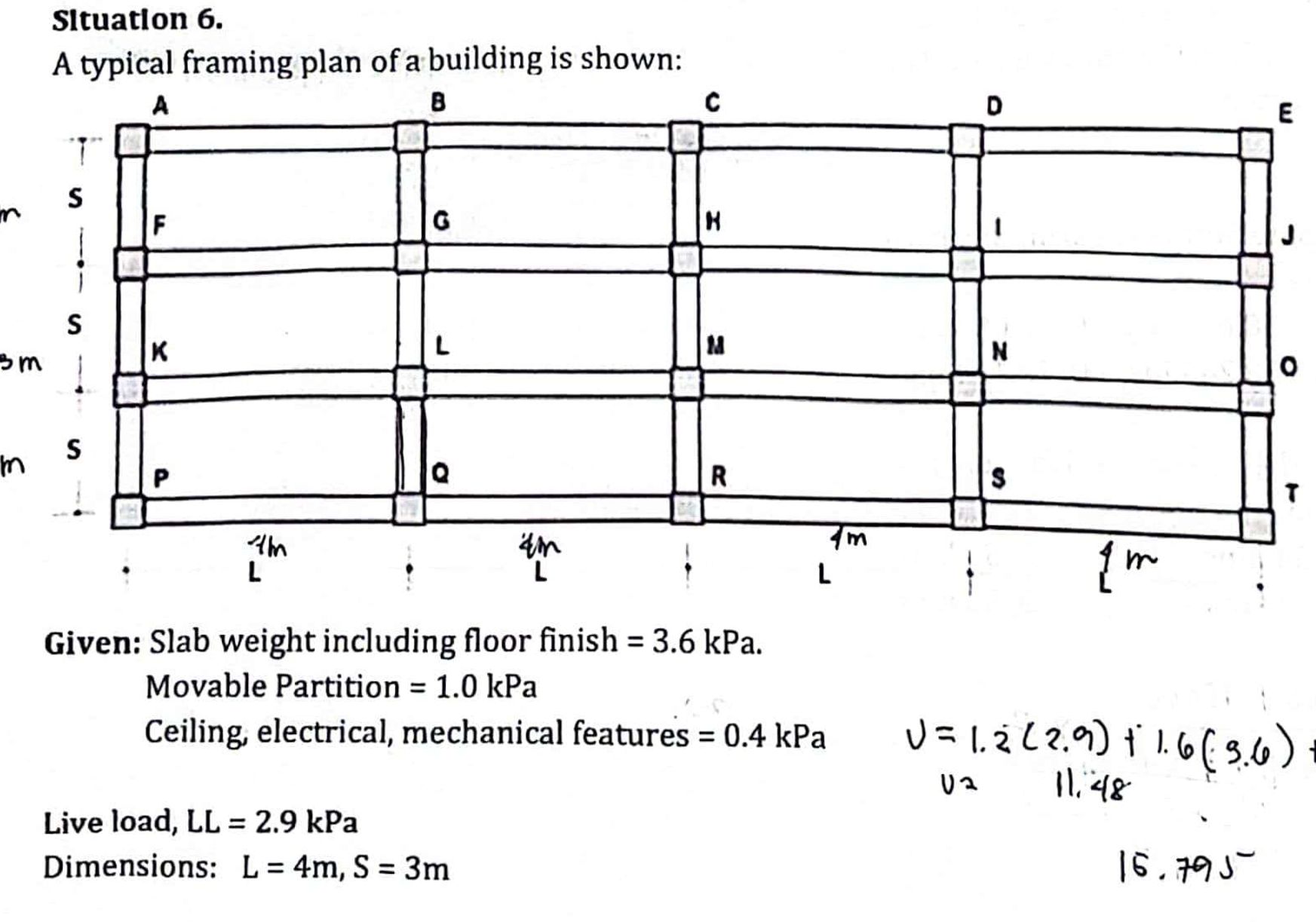 Slab thickness, t = 1 0 0 mm All beams b x h = 3