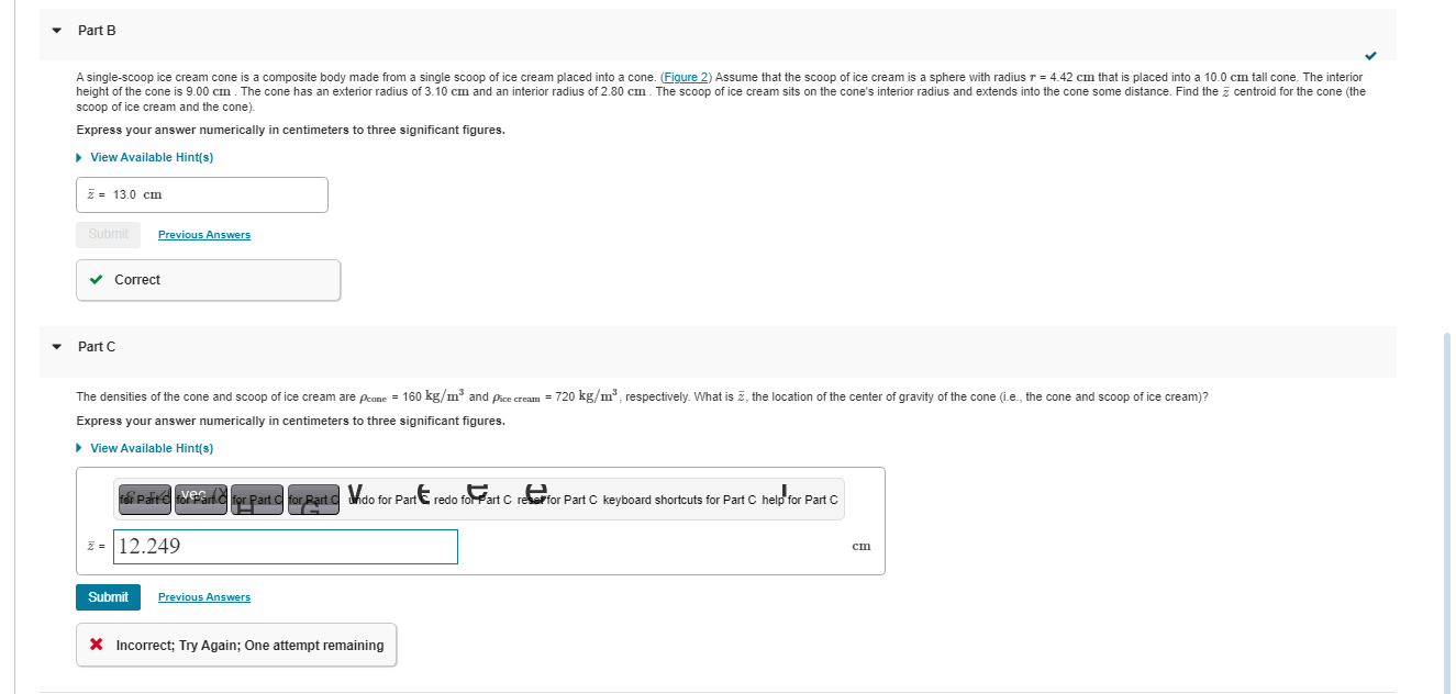 FigureThe densities of the cone and scoop of ice