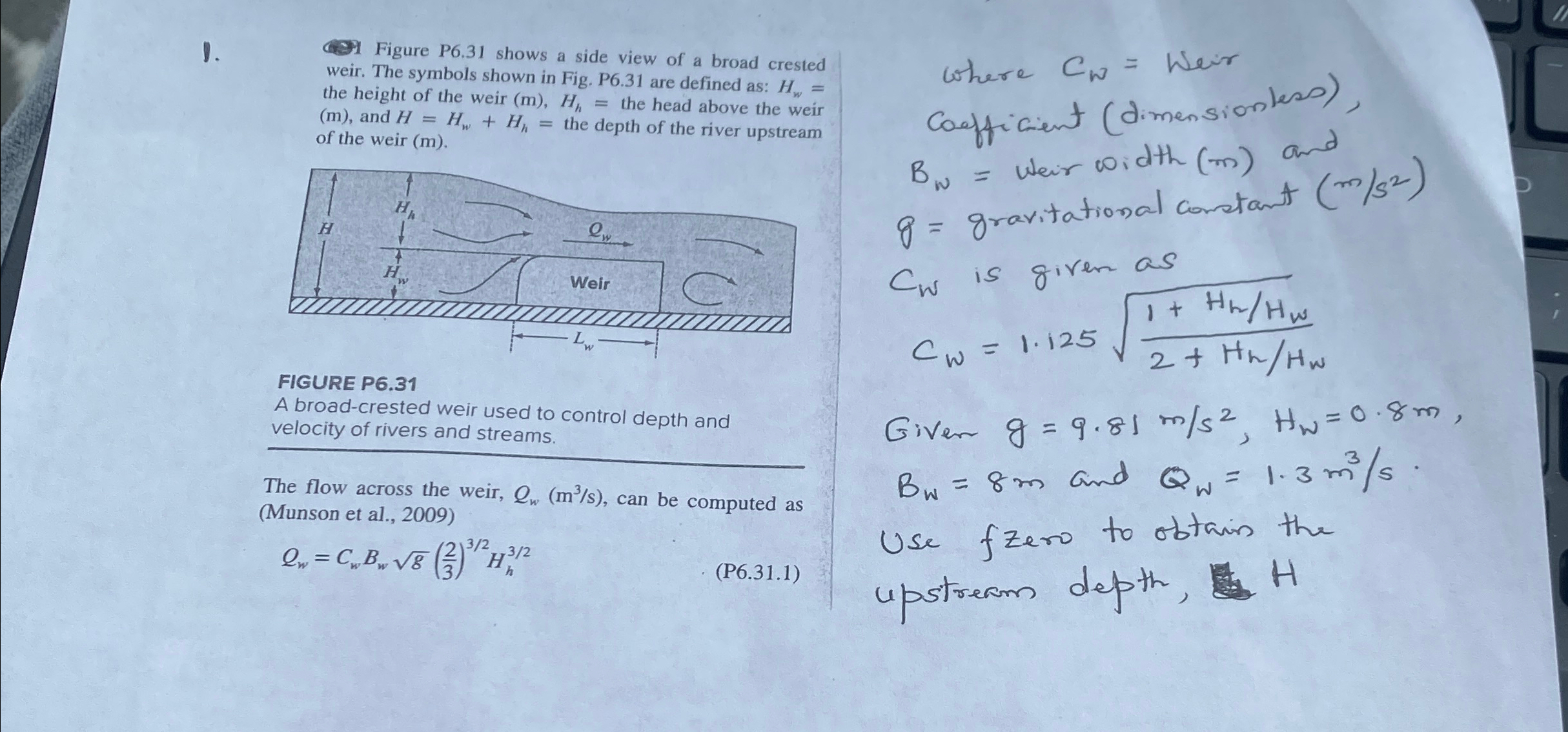 Figure P 6 . 3 1 shows a side view of a broad