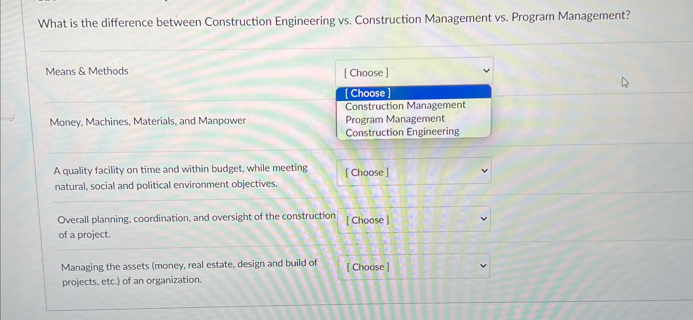 What is the difference between Construction