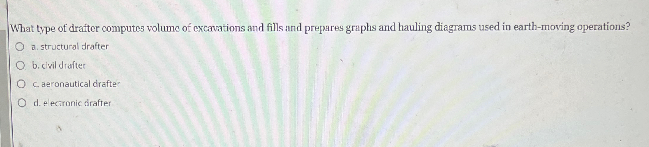 What type of drafter computes volume of