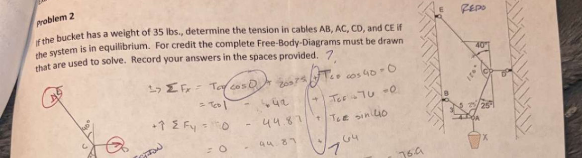 problem 2 If the bucket has a weight of 3 5 lbs .