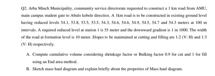 Q 2 . Arba Minch Municipality, community service