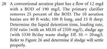 2 8 A conventional aeration plant has a flow of 1